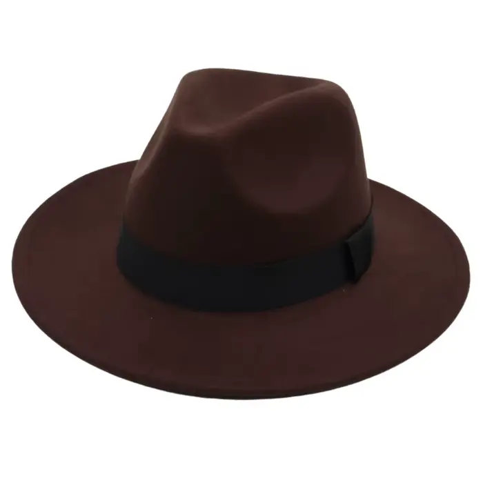 Nouveaux chapeaux à grands bords pour hommes et femmes, chapeaux de jazz en laine à la mode, chapeau