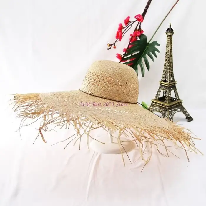 Chapeau de soleil tissé à la main pour homme et femme protection solaire bord large plage randonnée jardinage occassions estivales