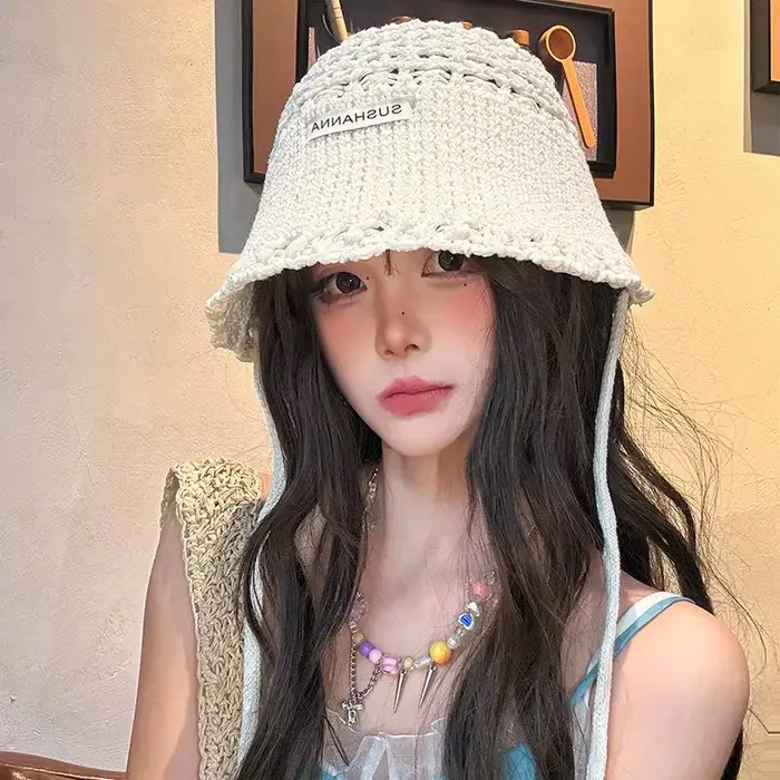 【CPI】 Chapeau de soleil en crochet avec protection UV pour femmes, chapeau d'été respirant, fin et p