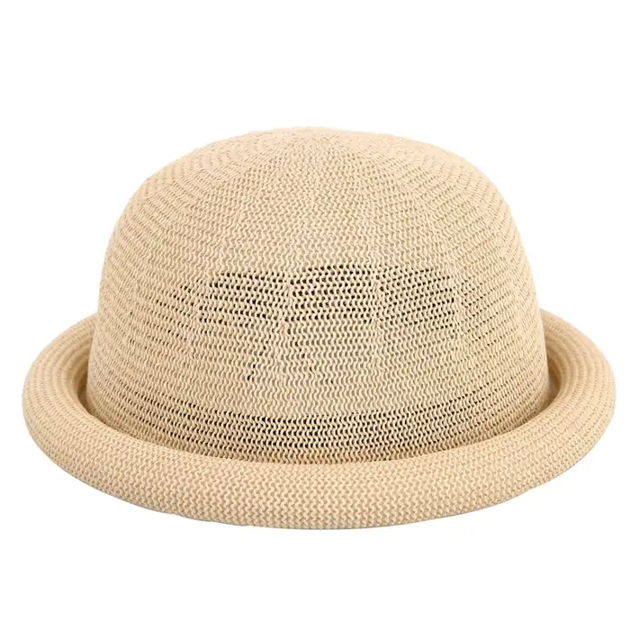 Femmes chapeau de paille printemps été nouveau rouleau bord rond haut Style coréen élégant chapeau d