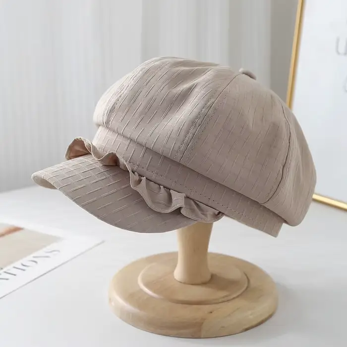 Béret Octogonal pour Femme en Lin Premium Respirant, Style Casquette de Journaliste ou Peintre, Acce