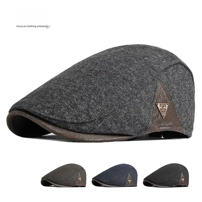 Automne hiver hommes castor chapeau anglais rétro épaissi chaud bec de canard casquette artistique jeunesse avant