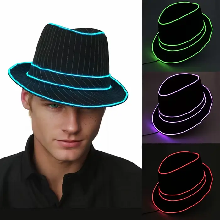 Chapeau et cravate lumineux pour homme – Chapeau drôle et lumineux