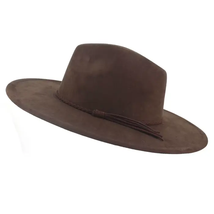 Chapeau Fedora en suède vegan, gravable, à bord plat et structuré, vierge, pour Burning, multicolore