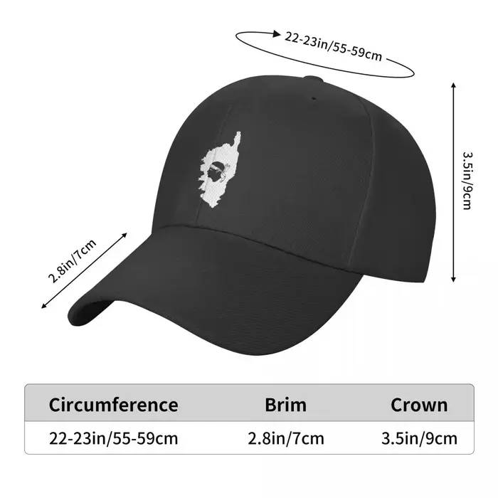 Casquette de baseball personnalisée avec carte du drapeau de Corse pour hommes et femmes, ajustable, fierté corse, style sport, polyester, protection solaire, ajustement facile, pour toutes les saisons