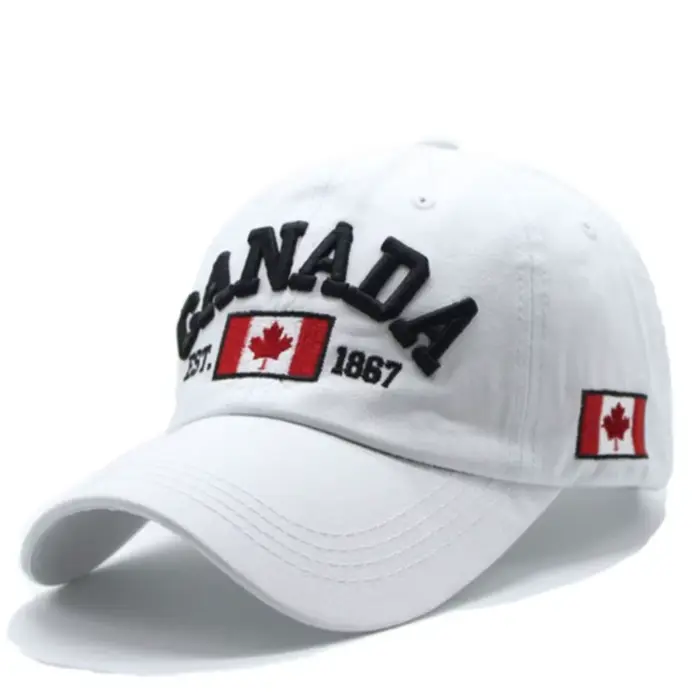 Casquette de baseball tendance « I Love Canada » en coton brodé, style hip-hop, avec drapeau imprimé