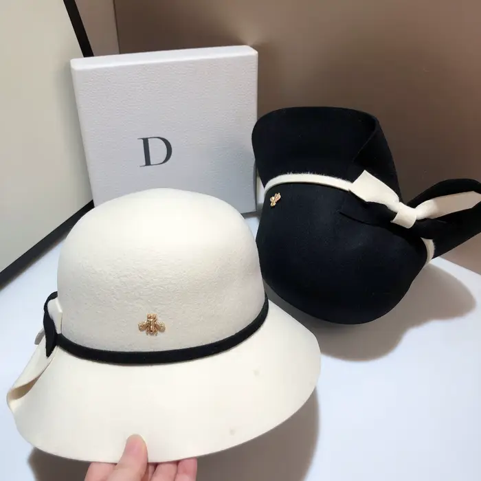 100% australien double face pure laine bassin chapeau étoile Sun Li même style haut-de-forme mode arc après fourche