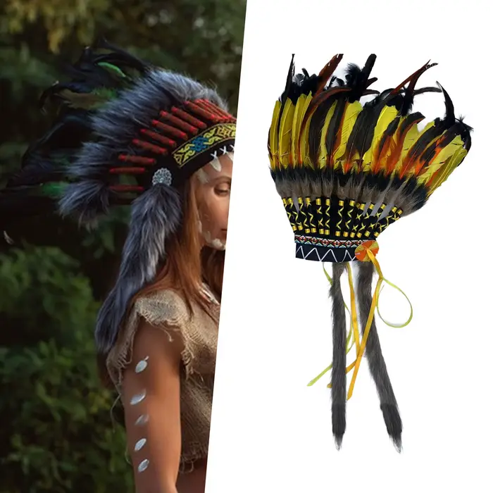 Chapeau indien en plumes pour hommes et femmes