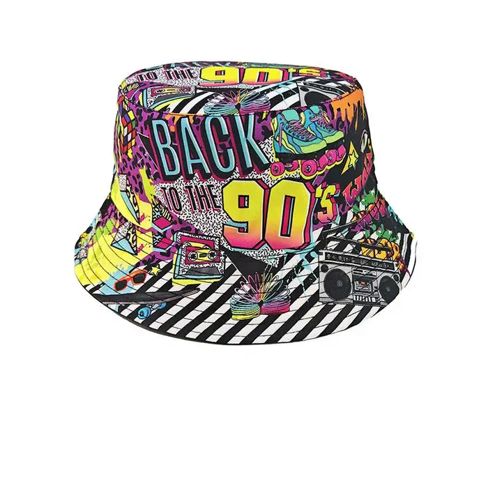 Chapeau Bob Rétro Graffiti Années 80 90 pour Hommes et Femmes – Chapeau de Pêcheur Amusant et Pliabl