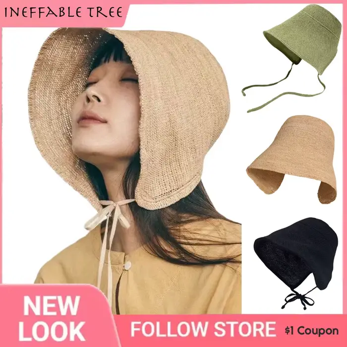 Élégance française concepteur classique élégant Lolita raphia chapeaux de paille pour les femmes bord de mer parasol lin