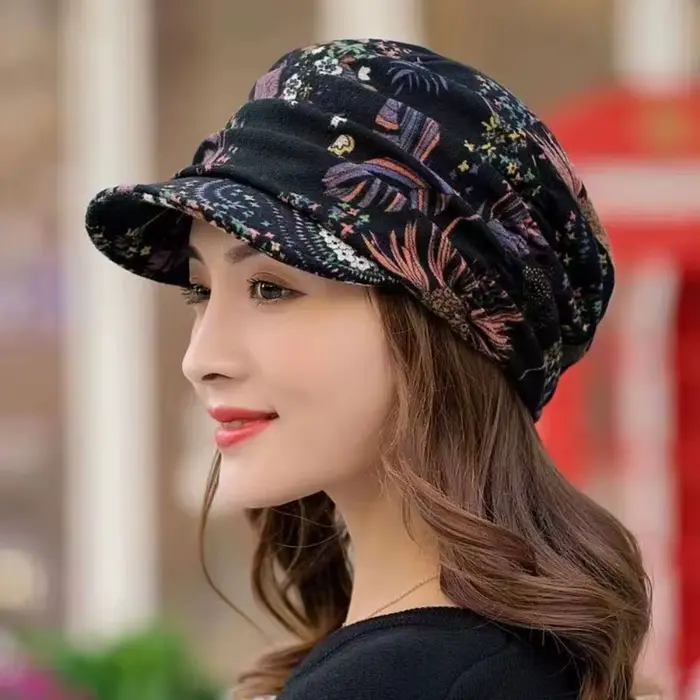 Femmes visière chapeau bonnet casquettes à bords courts chapeau à fleurs bonnet Slouch Cancer chimio