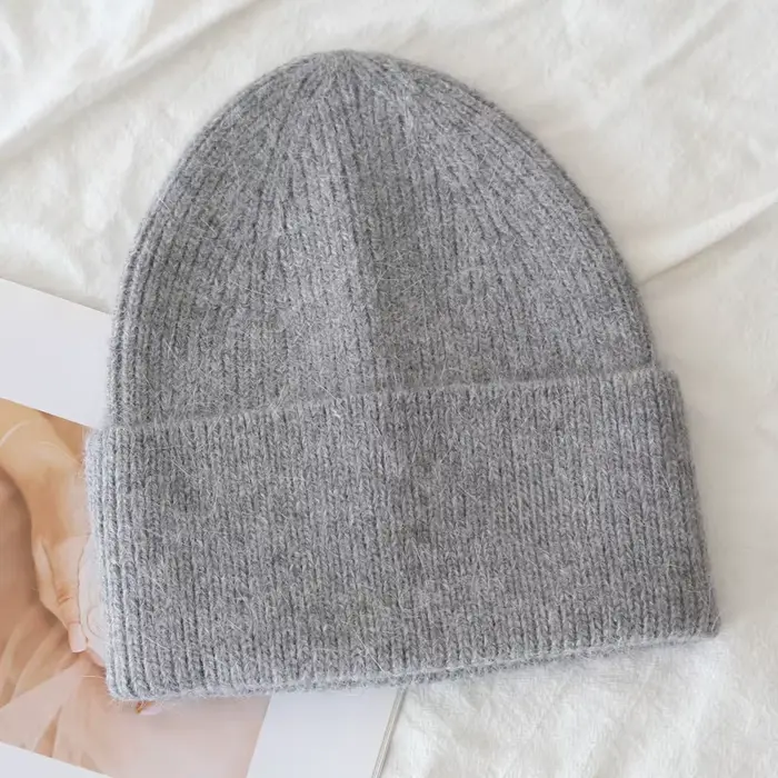 Angora lapin fourrure tricoté chapeau femmes doux chaud moelleux hiver chapeau corée Ins mode bonnet