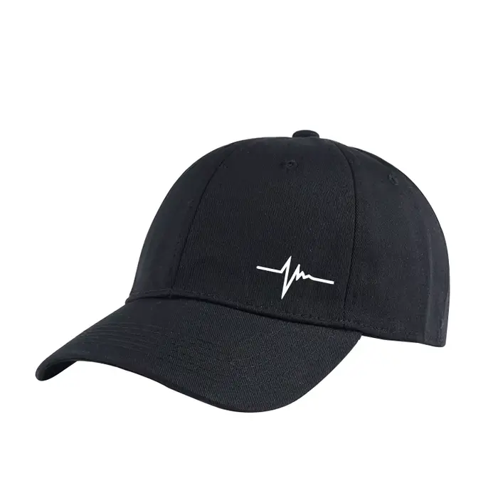 Casquette de baseball à visière souple avec imprimé Heartbeat | Chapeau de soleil décontracté unisexe réglable