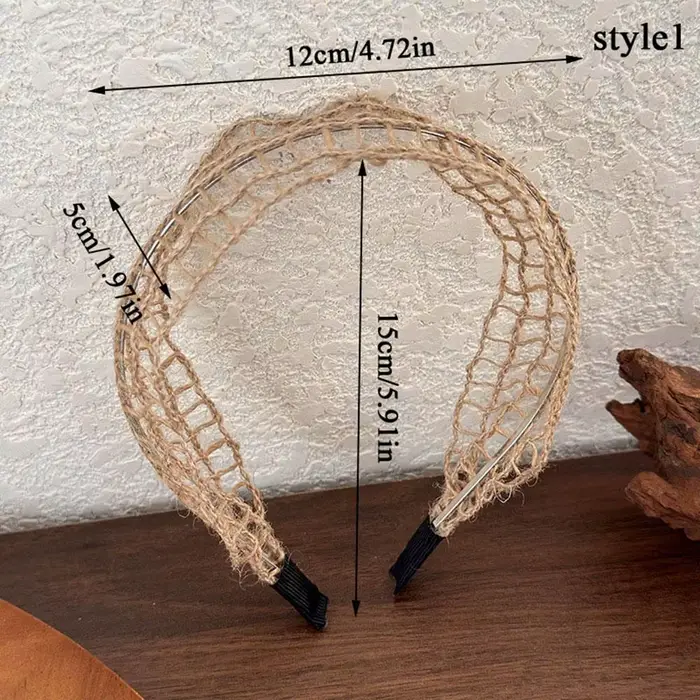 Boho tressé paille bandeau tissage croix cheveux cerceau été plage Style creux bandeau à large bord 