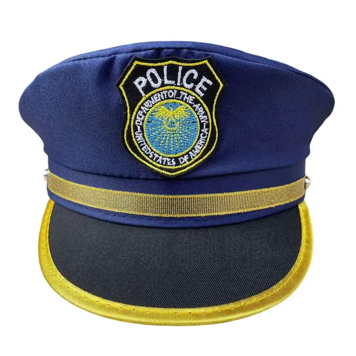 Chapeau de police américain pour enfants uniforme de policier bleu solide polyester occasion spéciale théâtre halloween