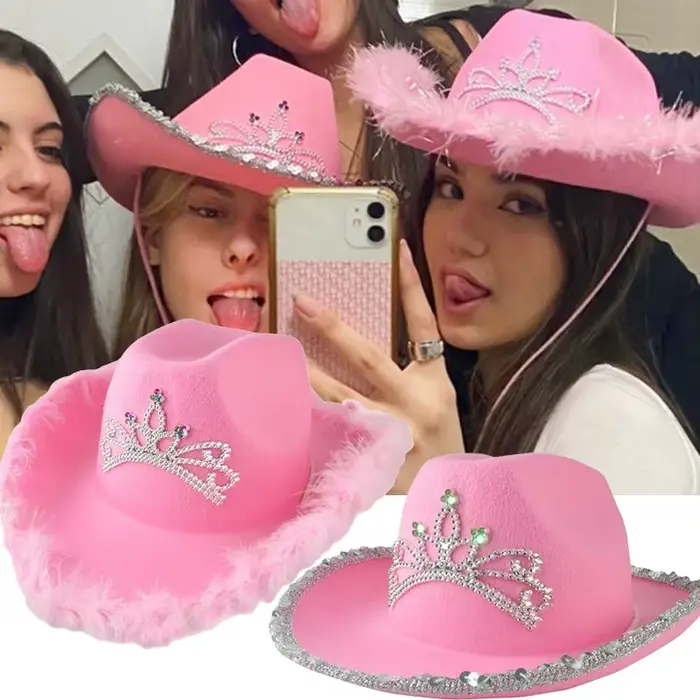 Chapeau de cowgirl rose 2026 style western pour femme et fille