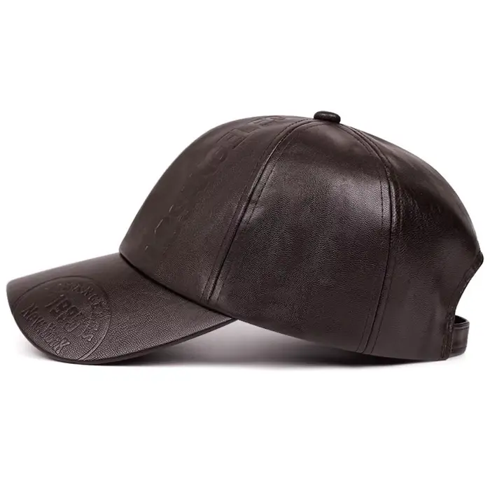 Casquette de baseball réglable en cuir PU pour homme