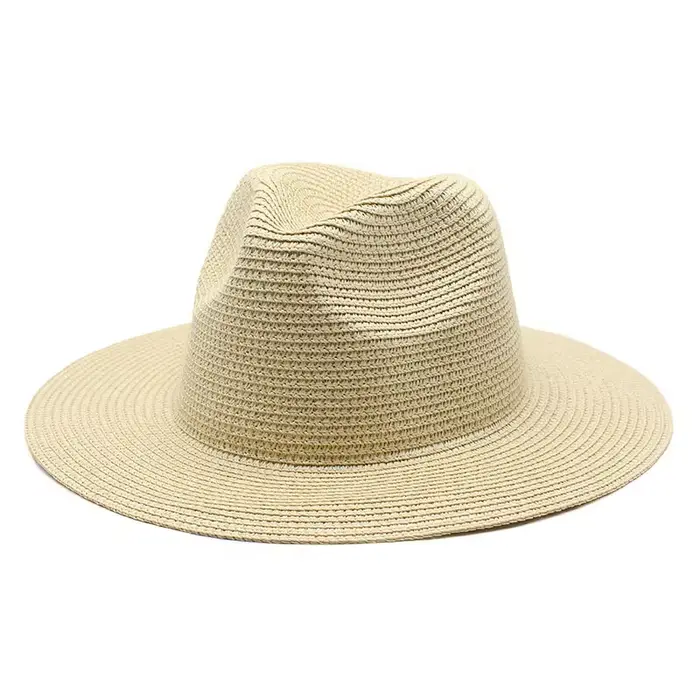 Chapeau de paille à large bord pour hommes et femmes, protection UV, naturel, ander, Fedora, plage, 