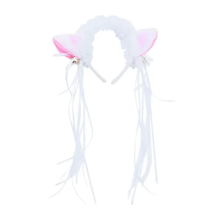Femmes volants Sexy dentelle bandeau en peluche oreilles de chat ruban cloche Lolita Anime Cosplay c
