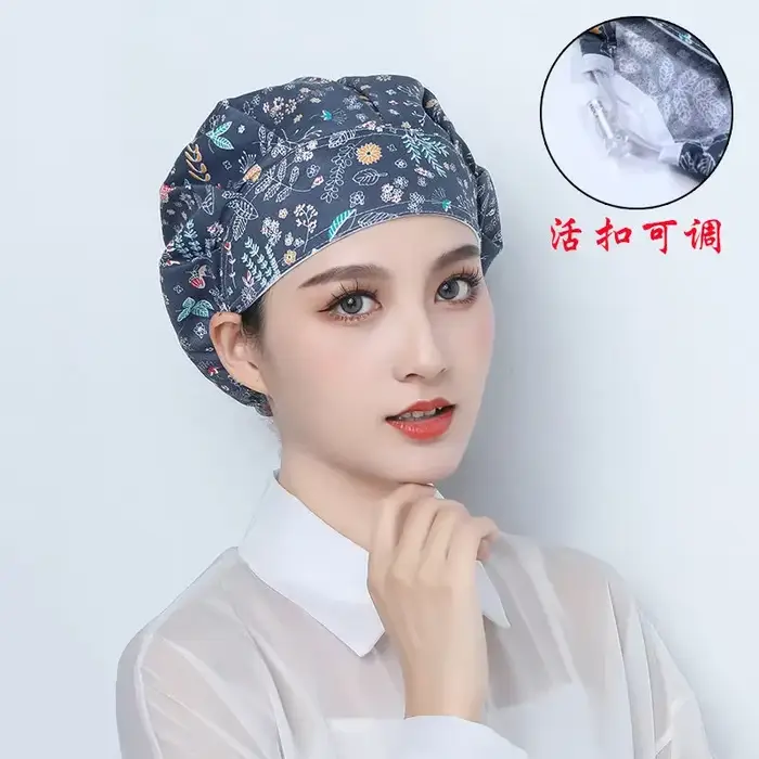 Casquette de Chef de cuisine, chapeau de gommage anti-poussière pour cheveux longs pour femmes, impr
