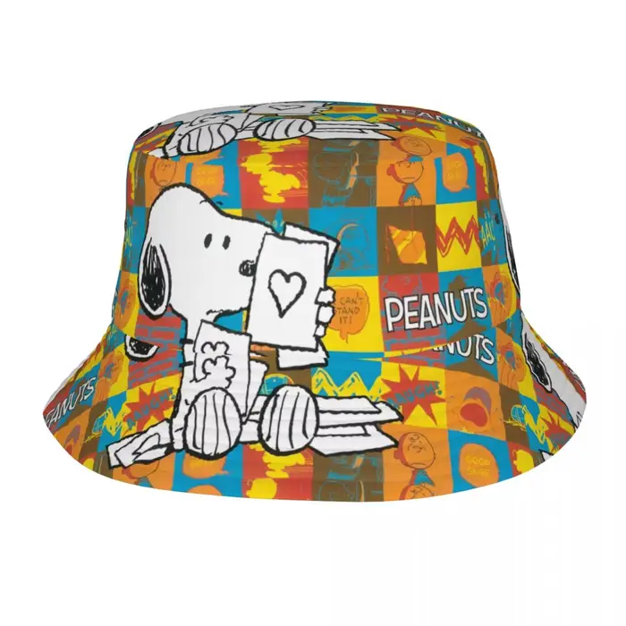 Chapeau de plage Snoopys Outfits Bucket Hat Kawaii Unisexe Chapeau Bob anti-soleil