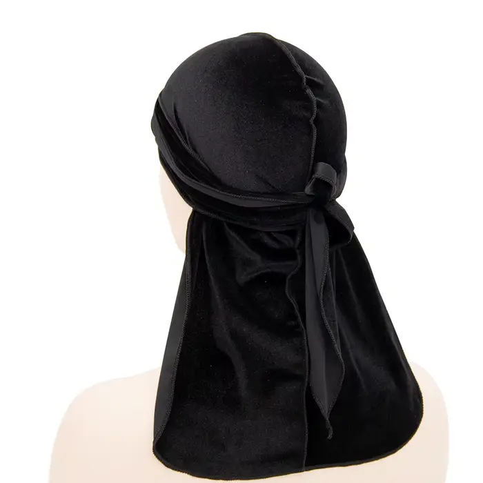 Durag en velours pour homme, bonnet à longue queue, bandeau doux et respirant, protection capillaire