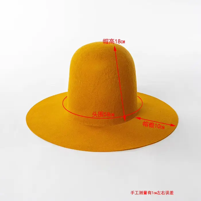 Chapeau haut en laine à large avant-toit élégant pour homme et femme pour défilés de mode et événements formels
