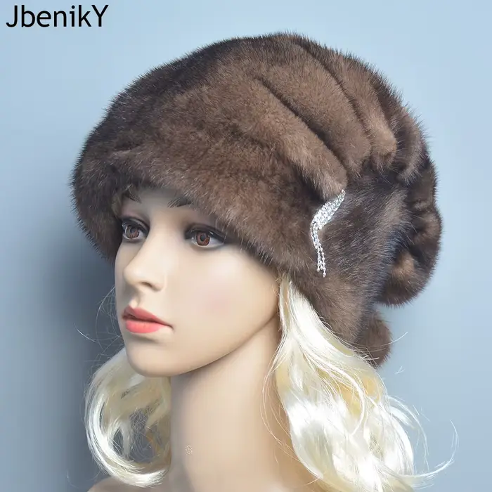 Chapeau de fourrure russe hiver chaud naturel fourrure de vison pour femmes bombader chapeaux oreillettes extérieurs occasions spéciales