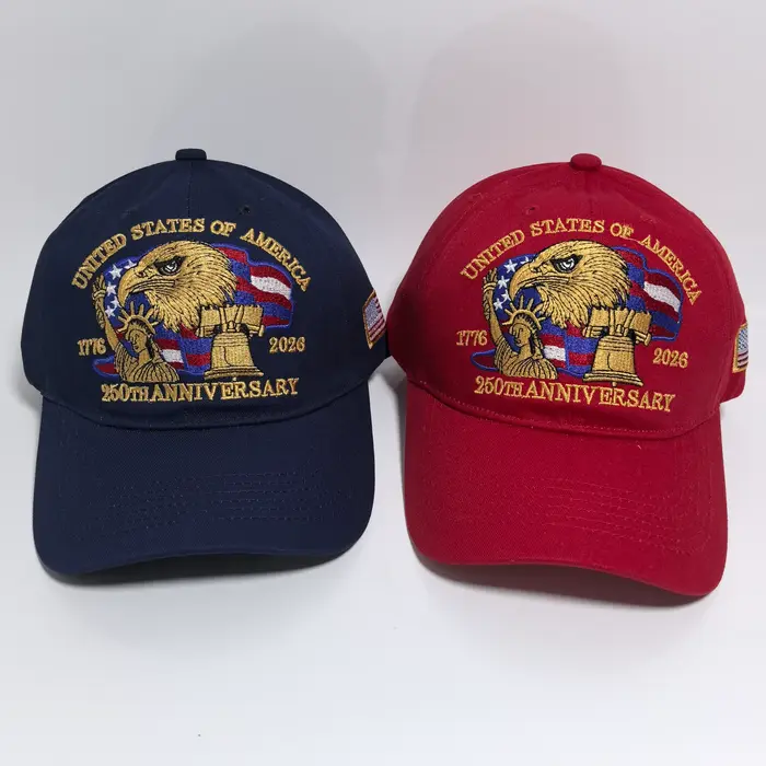 Casquette de baseball américaine pour le 250e anniversaire avec broderie du drapeau - Chapeau de soleil américain simple avec un design confortable et respirant