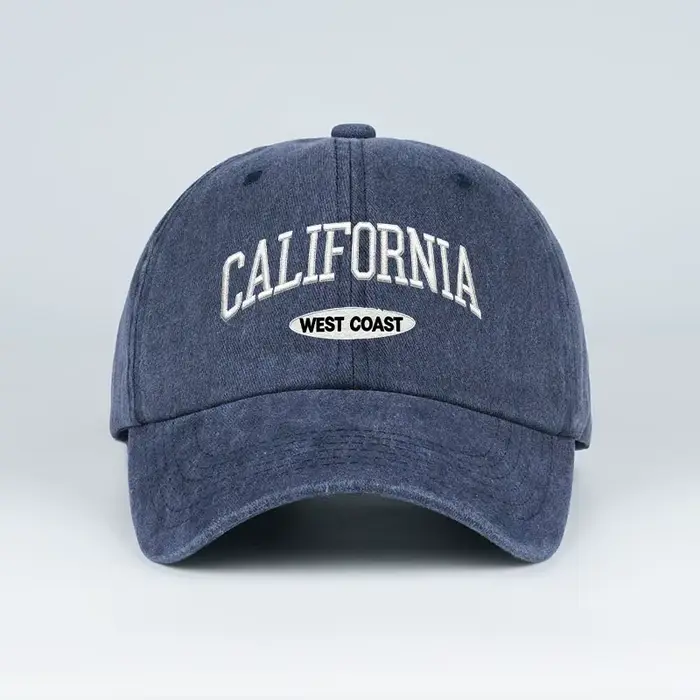 Casquette de baseball brodée vintage délavée style Californie et côte ouest |   Chapeau de soleil dé