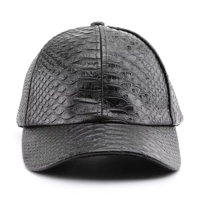 Casquette de baseball en cuir PU imitation crocodile style hip-hop urbain