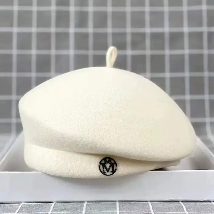 Classique dames béret chapeau fantaisie laine feutre