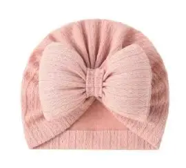 Mignon nœud papillon bébé Turban chapeau doux nouveau-né bébé filles casquette indienne couleur unie