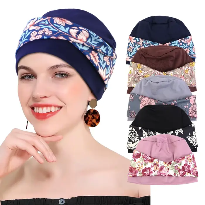 Chapeau bandeau en cheveux croisés imprimé de style bohème pour femmes