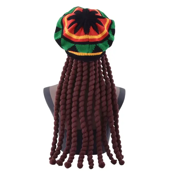 Bonnet unisexe Dreadlocks avec fausses tresses, casquette Rasta Reggae jamaïcain, casquette tête de 