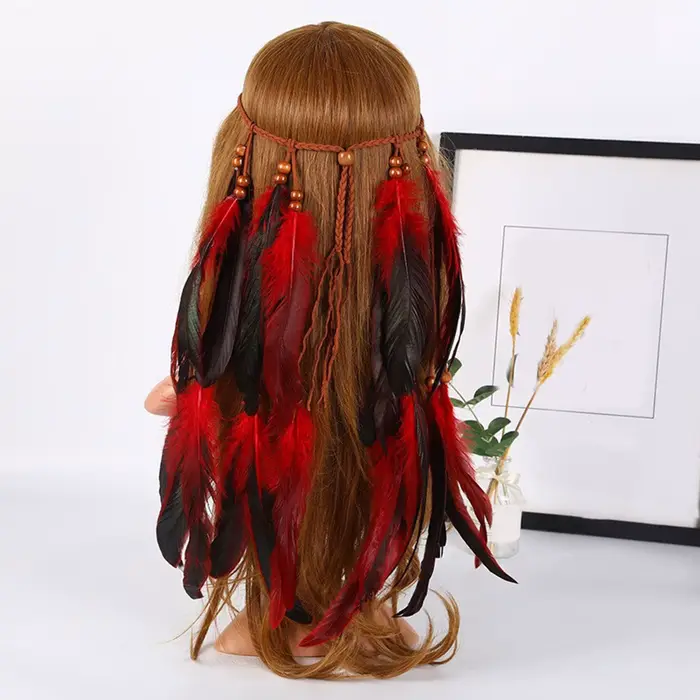 Bohème femmes bandeau Vintage Hippie plume coiffure casque pour dames filles indien ethnique bandeaux cheveux accessoires