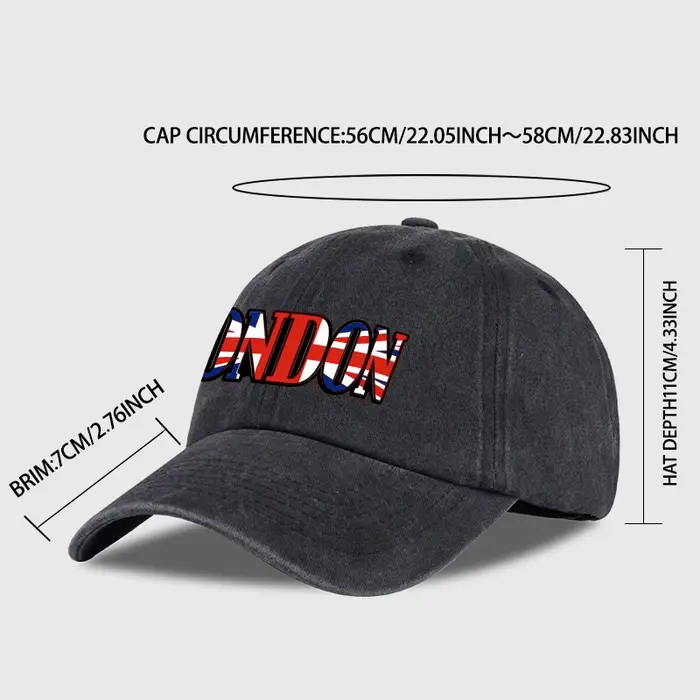 Casquette de baseball unisexe réglable avec imprimé drapeau britannique LONDON