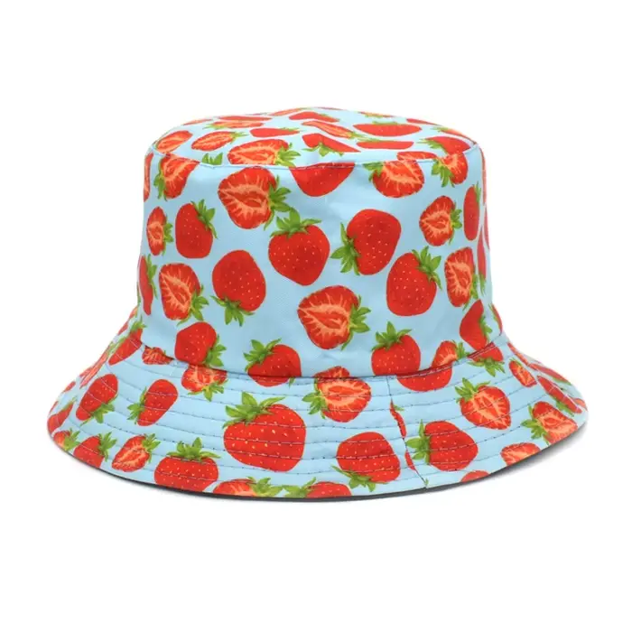Chapeaux Bob Réversibles à Imprimé Fraise pour Femmes et Hommes
