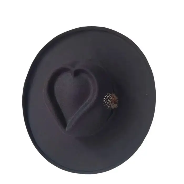 39BD Homburg chapeau haut forme Western Porkpie chapeau coeur haut pour dîner en plein air tenue déc