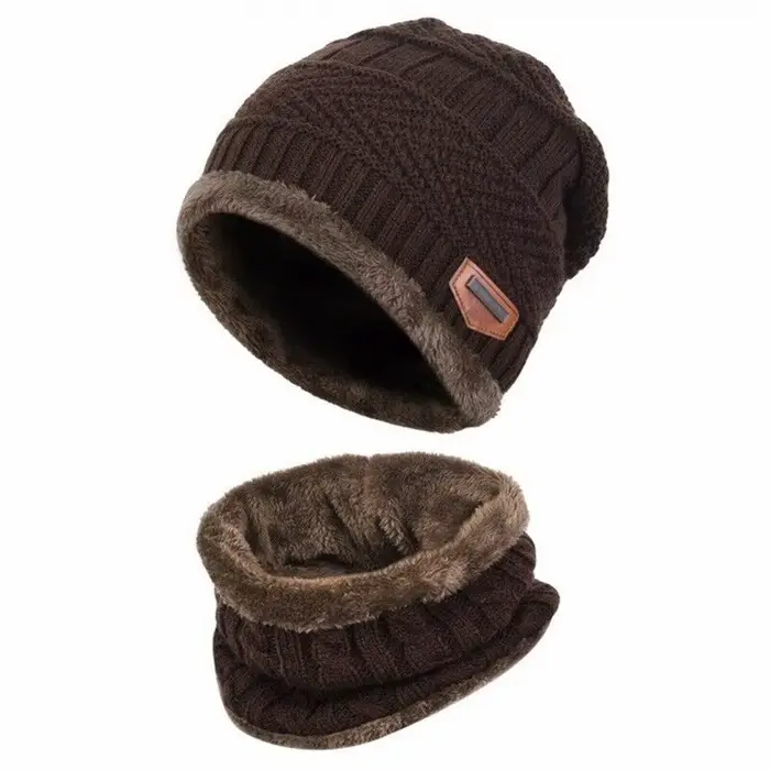 Ensemble bonnet et écharpe de cou pour enfants, cagoule chaude, chapeau chaud, optique Smile With, ski, mode, hiver polyester coton noir rouge bleu marine gris café