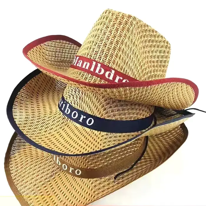 Chapeau de paille Western Cowboy Sle en plein air été plage alpinisme