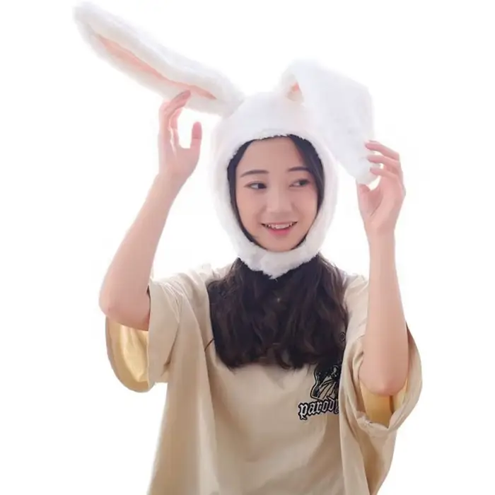 Peluche amusante oreilles de lapin capuche femmes Costume chapeaux cadeau de noël chaud doux et confortable