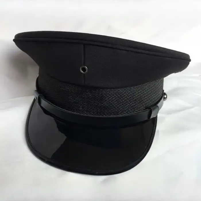Chapeau militaire à calotte plate grande taille, style officier allemand à large bord, noir, pour ho