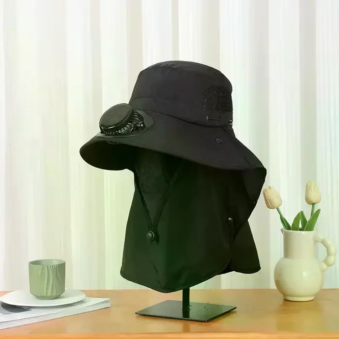 Chapeau de pêcheur en paille avec protection UV rechargeable par USB pour hommes toutes saisons extérieur multicolore