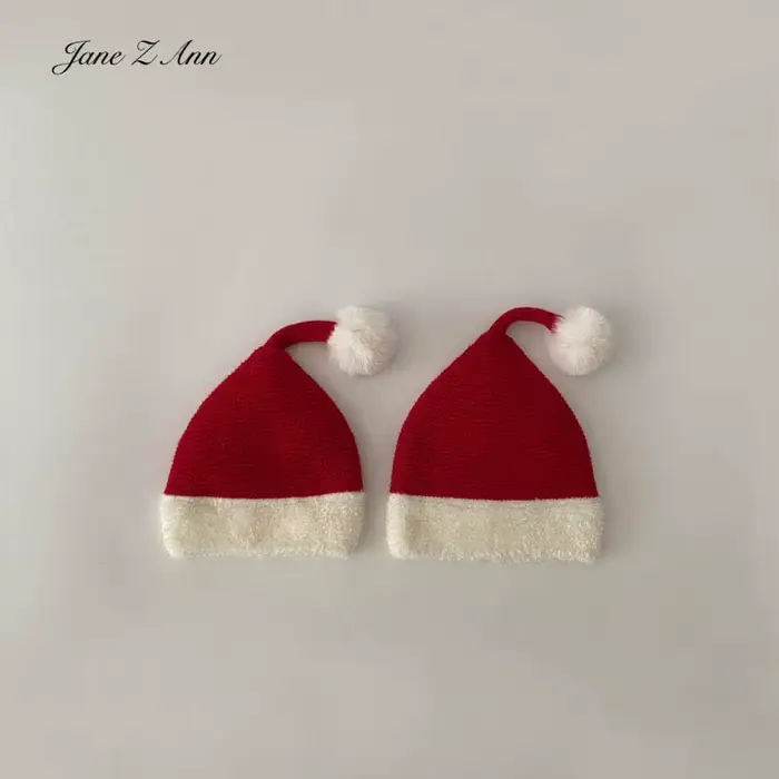 Bonnet de Noël tricoté pour bébé, rouge, accessoire de fête, confort coton, style européen, américain, pour les tout-petits, 0-1 ans, ajustement facile, photos de famille, fêtes de Noël