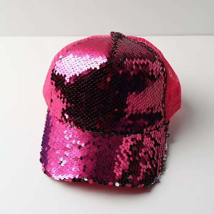 Casquette de baseball respirante en maille à paillettes pour femmes, chapeau de protection solaire p