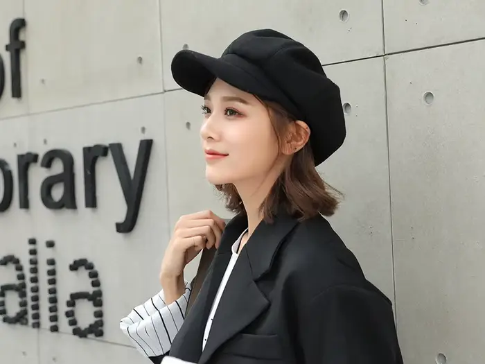 Automne hiver chapeaux pour femmes solide plaine octogonale casquette de gavroche hommes dames décon