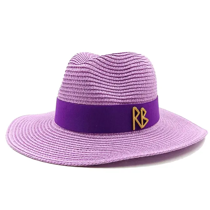 Chapeau de paille d'été bordure noire français élégant dames bord de mer voyage chapeau de soleil st