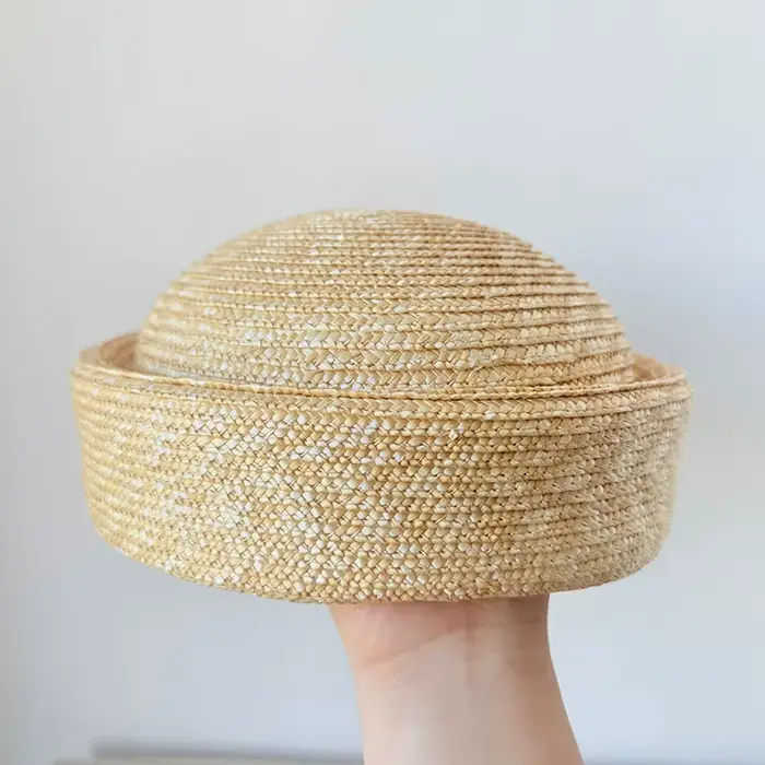 Chapeau Fadora en paille 100% naturelle pour femmes, casquette de styliste coréen, chapeau de marin 