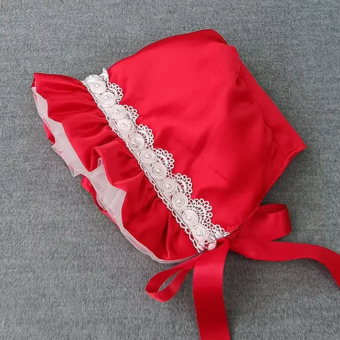 Bonnet Victorien pour Femme, Chapeau Lolita Vintage avec Dentelle et Volants, Accessoire de Costume 